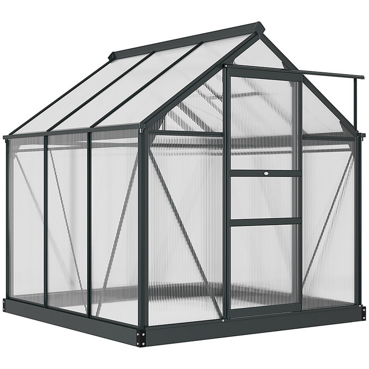 GEWÄCHSHAUS DE-11969 3,65 m² Polycarbonat mit Dachluke & Regenrinne Grau - Grau, Metall (487.68/510.54/482.6cm) - ComfortXL