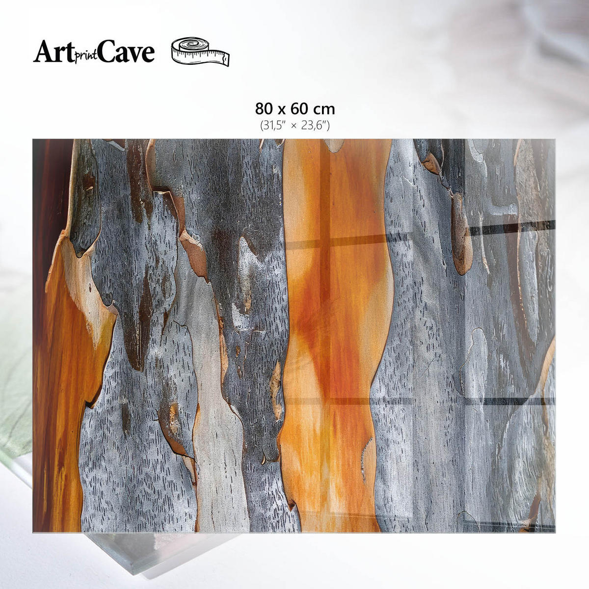 GLASPLATTE 80x60 cm – Strukturelle Natur - Braun, Glas (0.4/80/60cm) - ArtPrintCave