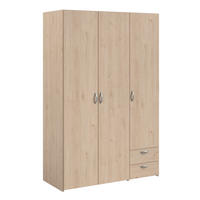 KLEIDERSCHRANK Eiche 120 cm 3-türig, Drehtürenschrank - Eichefarben/Silberfarben, Holzwerkstoff/Kunststoff (120/185/51cm) - Furn.Design