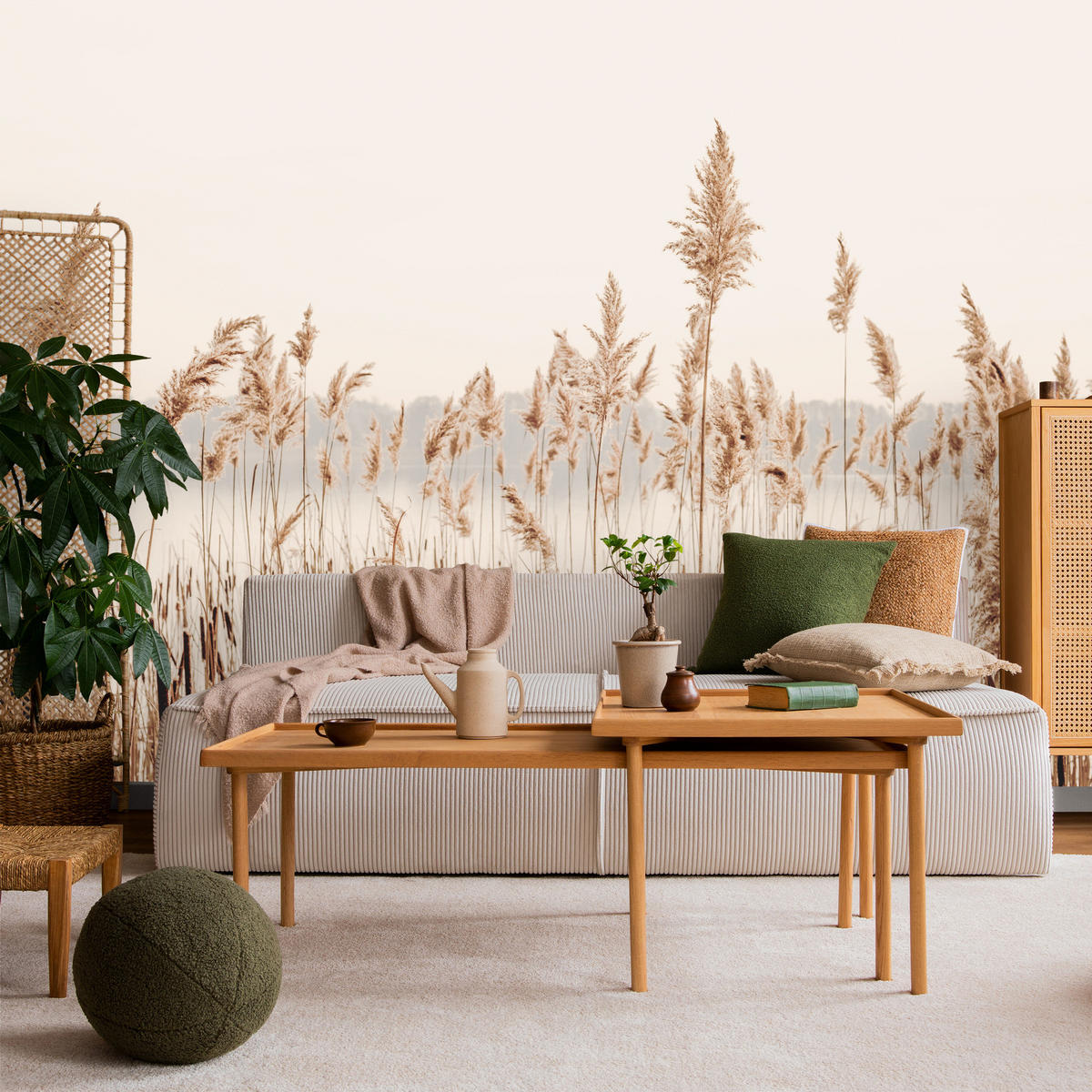 FOTOTAPETE für Wohnzimmer Pflanzen Natur 150x105 - Beige/Braun, Papier (150/105cm) - Muralo