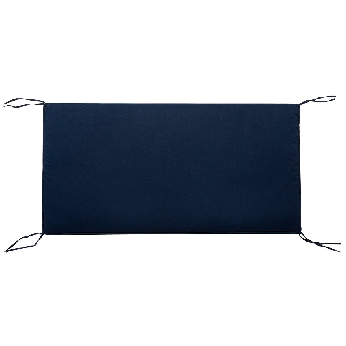 GARTENBANK Akazienholz weiß Auflage marineblau 120 cm Baltic - Blau/Weiß, Holz (121/90/68cm) - Beliani