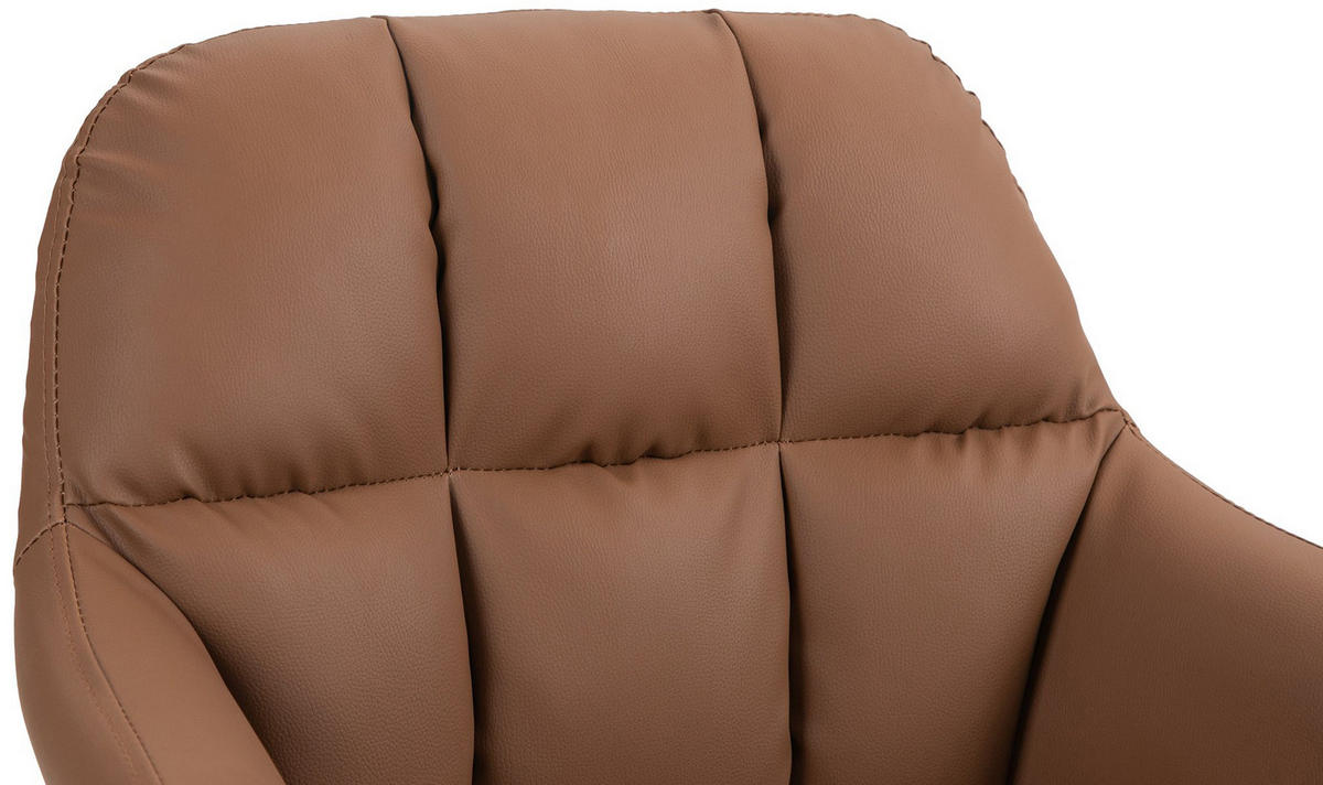 BARHOCKER Nardo Kunstleder chrom hellbraun - Chromfarben/Braun, Kunststoff/Metall (57/118/59cm) - TPFLiving