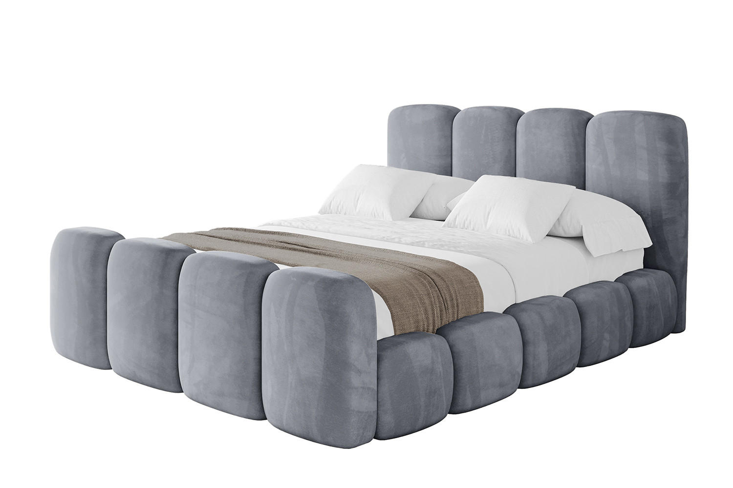 ALTDECOR ČALOUNĚNÁ POSTEL s úložným prostorem, zánožím a lamelovým roštem, americká postel bez matrace – KALA-Z 200 x 200 šedá