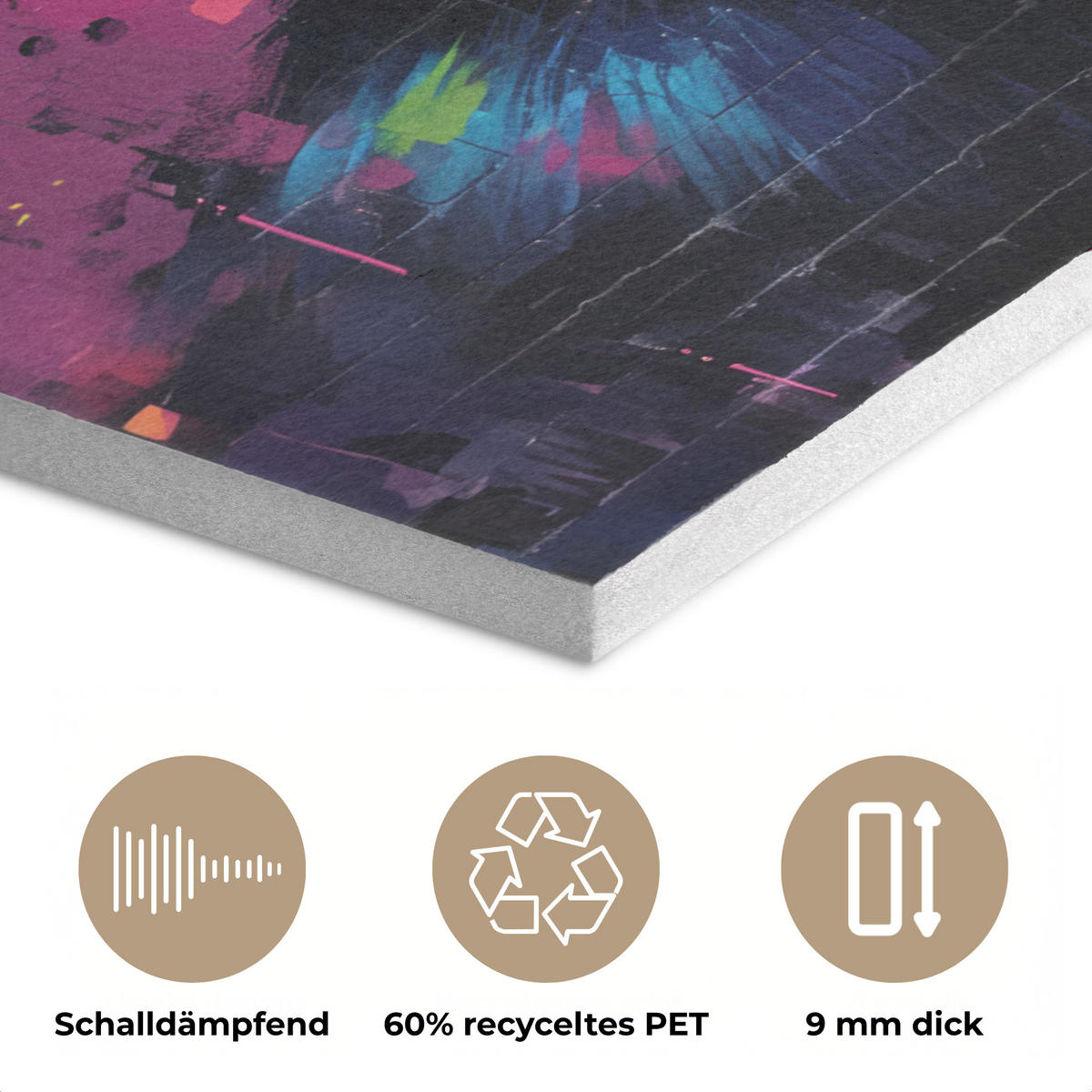 AKUSTIKPANEEL Graffiti - Schimpanse - Straßenkunst - Kopfhörer - Affe 80x60 cm - Blau, Textil (80/0.9/60cm) - MuchoWow