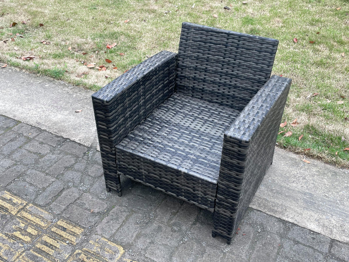 GARTENSOFA Polyrattan Dunkelgrau 1-Sitzer - Dunkelgrau, Metall (72/70/69cm) - Fimous
