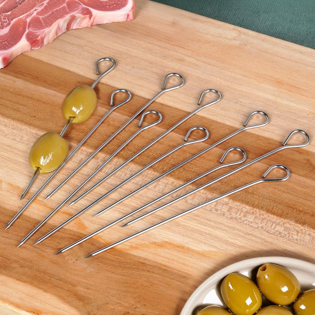 SPIESSE für Rouladen Fleisch Stahl 10 cm 10 Stück. - Silberfarben, Metall (10cm) - Orion 