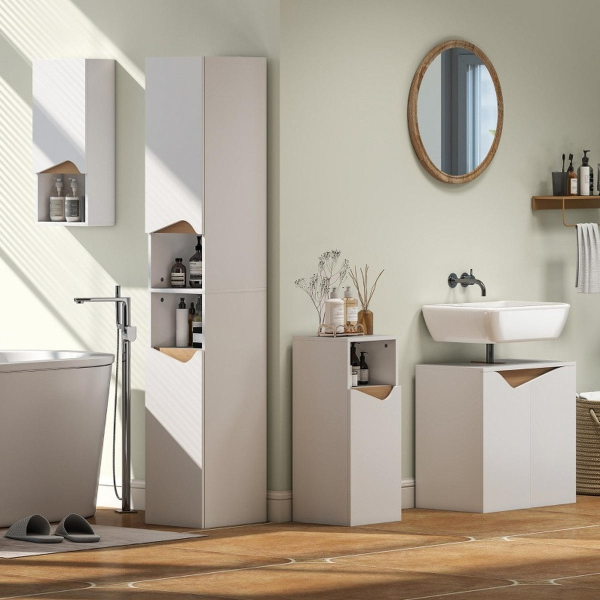 BADSCHRANK mit offenem Fach 30 x 30 x 71,5 cm Weiß - Weiß, Holzwerkstoff (30/71.5/30cm) - Beauniv