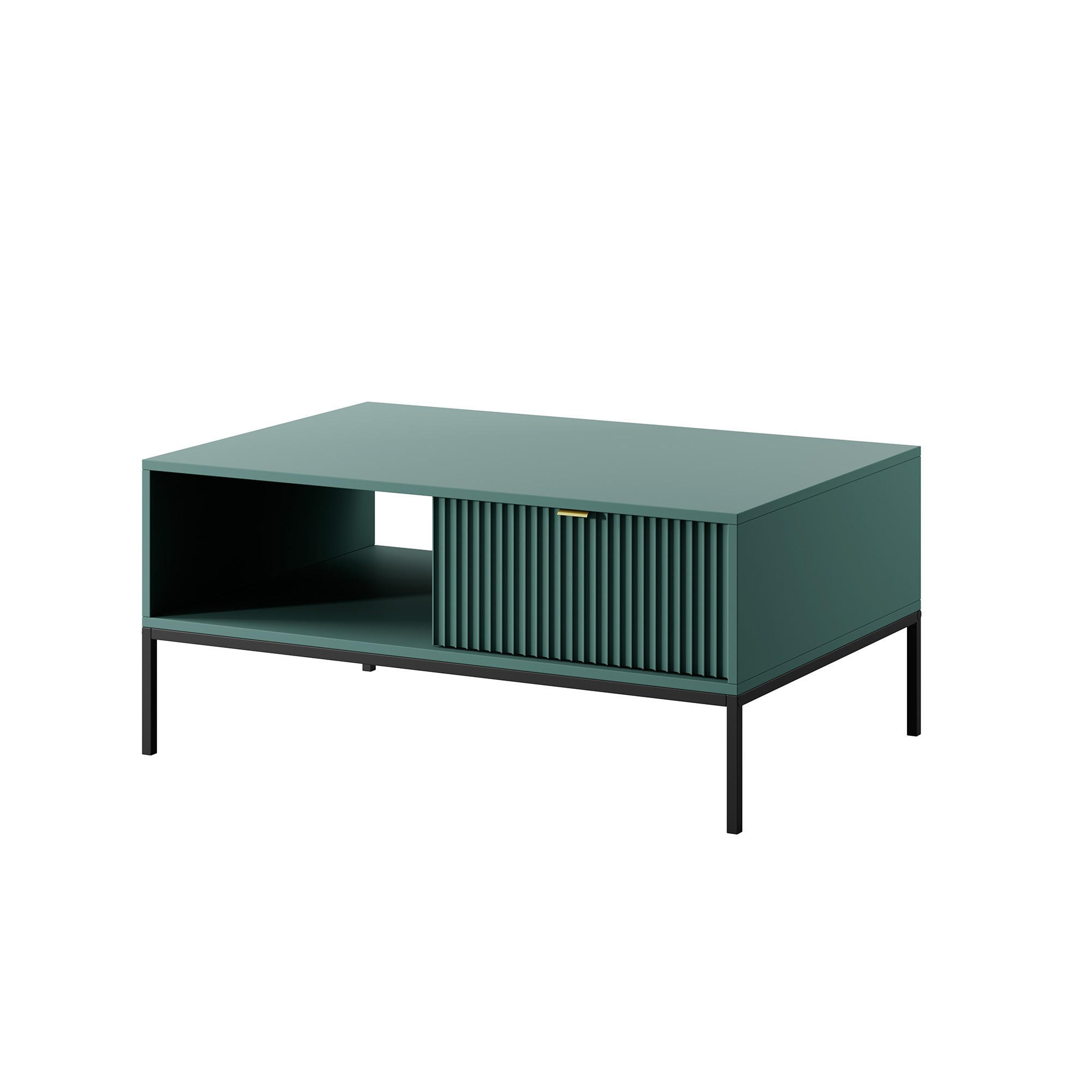 Bettso COUCHTISCH Grün, Schwarz, Gold 104cm × 68cm × 46cm