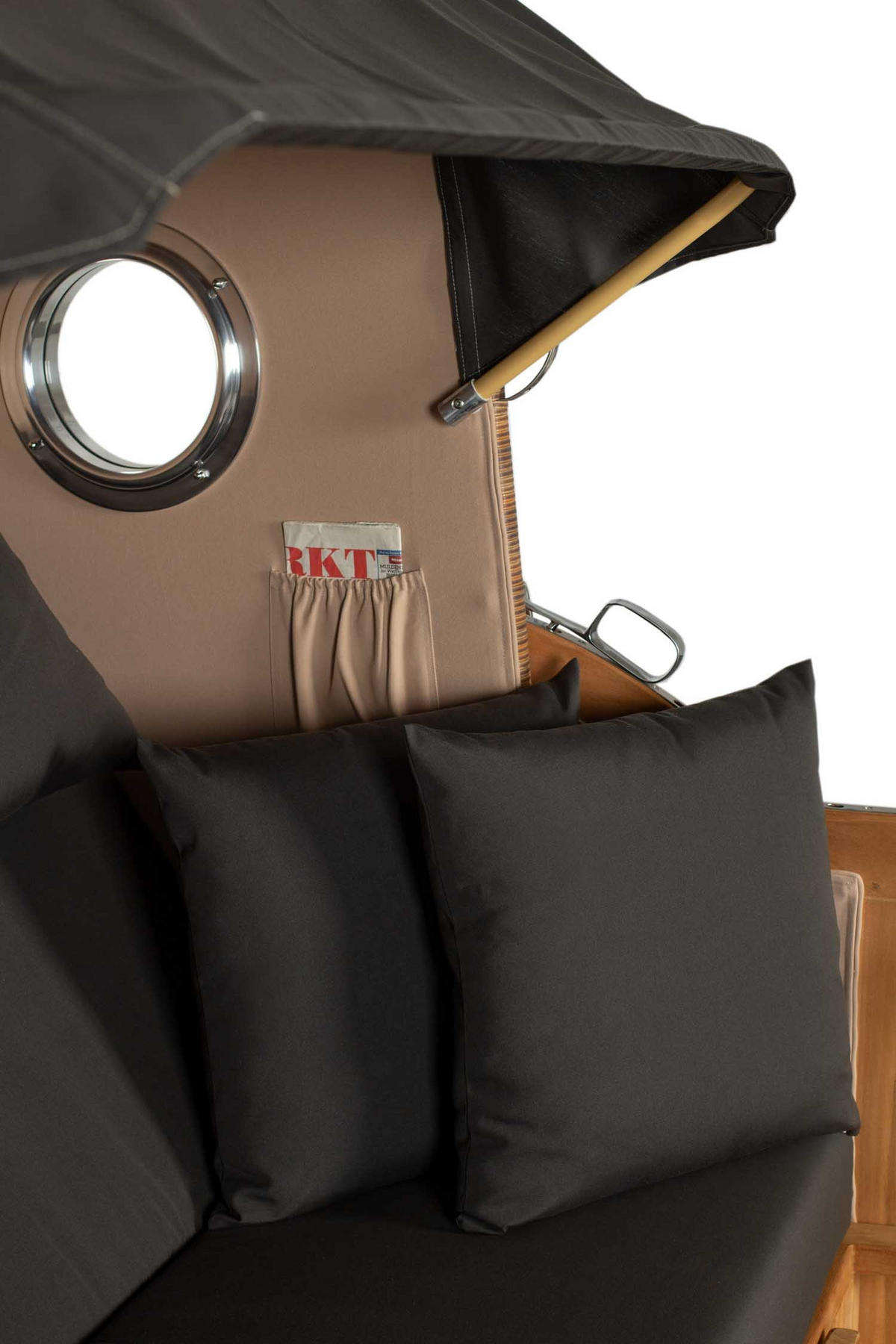 STRANDKORB XXL Düne Grande Teak Banana - Schwarz/Braun, Metall (142/170/95cm) - Mr. Deko