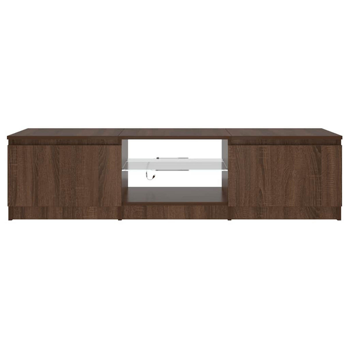 LOWBOARD mit Led-Leuchten 140/40/36 cm aus Holzwerkstoff in Braun Eichen-Optik Dekor - Dunkelbraun, Holz (140/36/40cm) - vidaXL