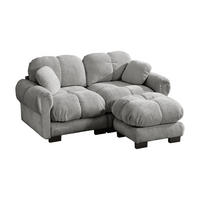SOFA modular in L-Form Chenille Hellgrau - Hellgrau, Holz (149/190cm) - Meubliv