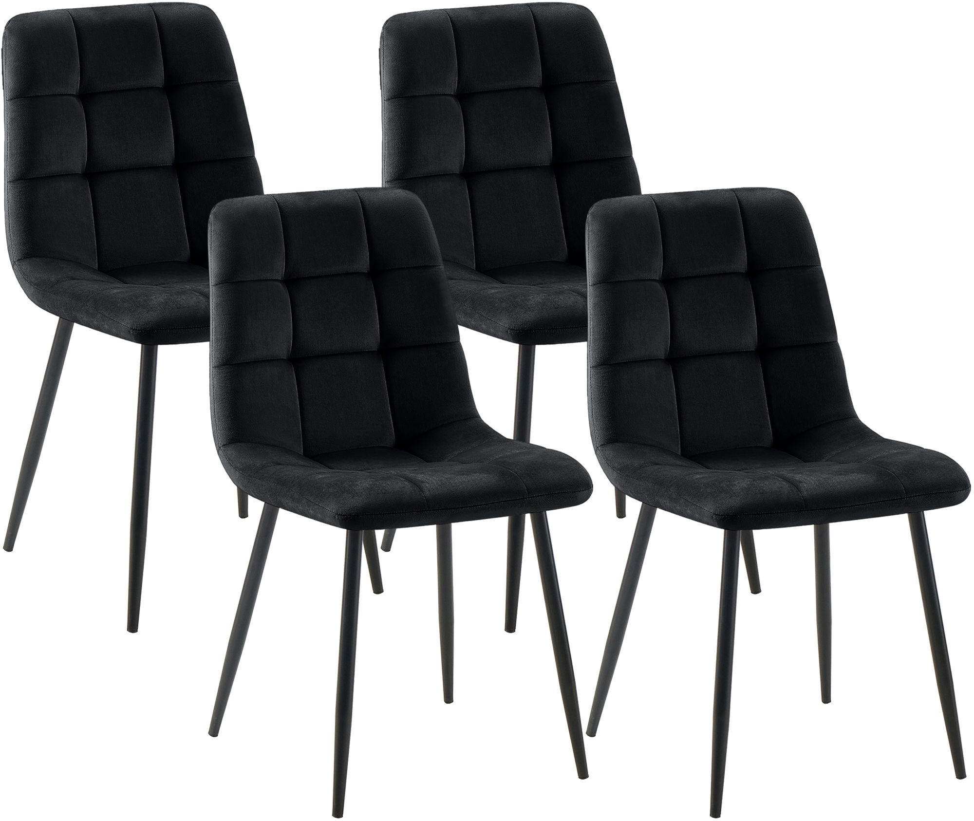 STUHL 4er Set Samt Schwarz - Schwarz, Textil/Metall (45/84/55cm) - CLP