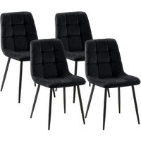 STUHL 4 Samt Schwarz - Schwarz, Textil/Metall (45/84/55cm) - CLP