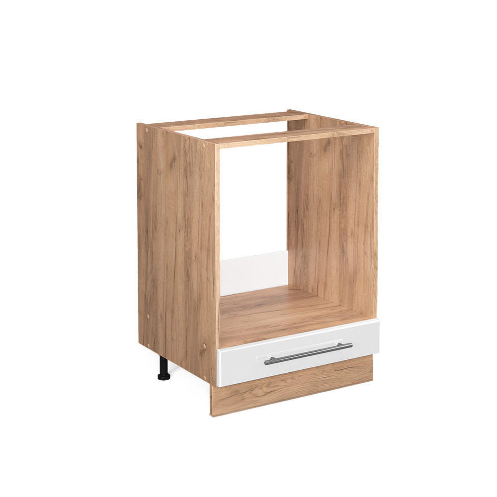 HERDUMBAUSCHRANK Fame-Line Weiß Hochglanz 60 cm ohne AP - Honigeiche/Weiß Hochglanz, Holzwerkstoff (60/82/51.6cm) - Vicco
