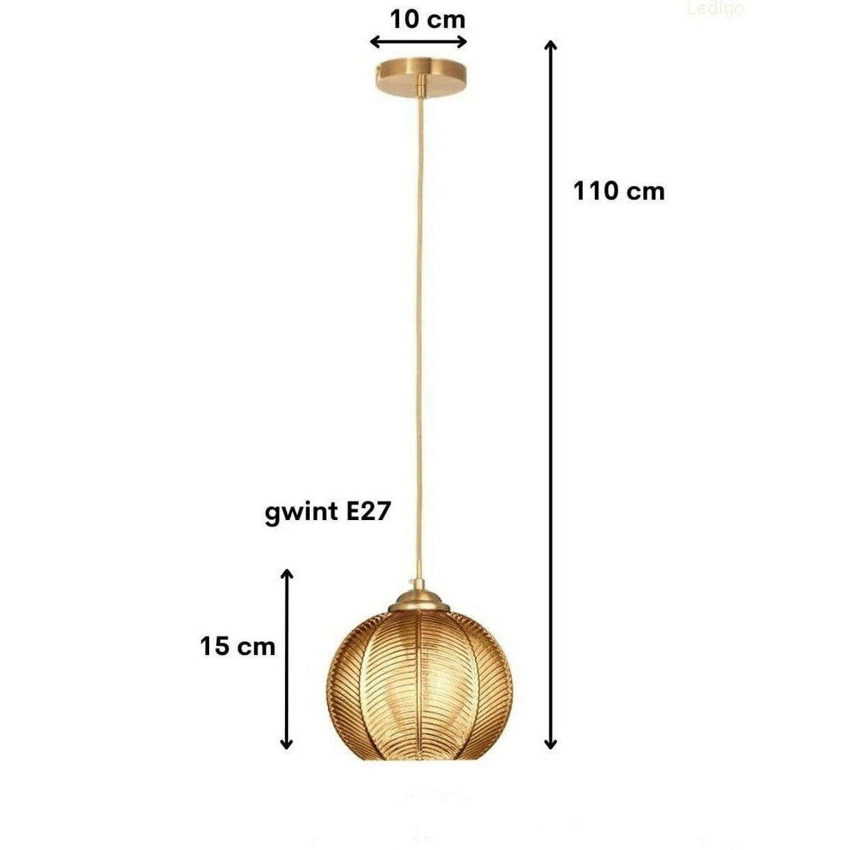 PENDELLEUCHTE Paris - Goldfarben/Bernsteinfarben, Glas/Metall (19/19/110cm) - kiki design