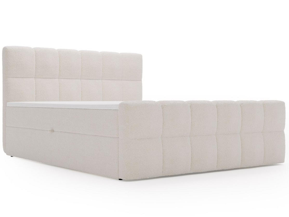 BOXBETT Alicante 180x200 Bouclé-Stoff Creme - Creme, Holz/Textil (180/200cm) - Graingold