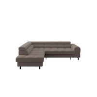 ECKSOFA mit Schlaffunktion Ottomane Links LUMA-L 272x203x70 Braun Bouclé - Dunkelbraun/Schwarz, Holzwerkstoff/Kunststoff (272/203cm) - ALTDECOR