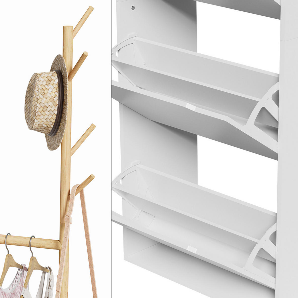 SCHUHSCHRANK Ivo Weiß 90 x 181.5 cm mit 3 Fächern, 1 Schublade - Weiß, Holzwerkstoff (90/181.5/30cm) - Vicco