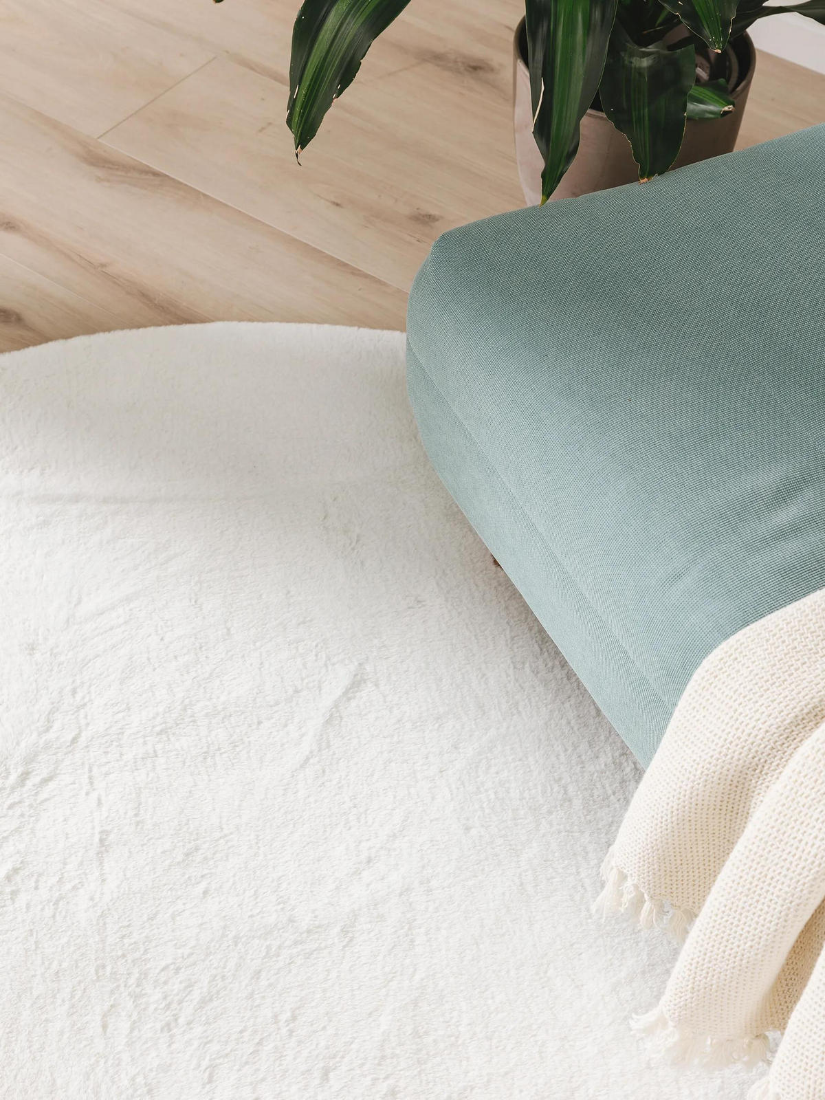 KUNSTFELL-TEPPICH Furry Cream ø 80 cm rund - Creme, Kunststoff (80/80cm) - benuta