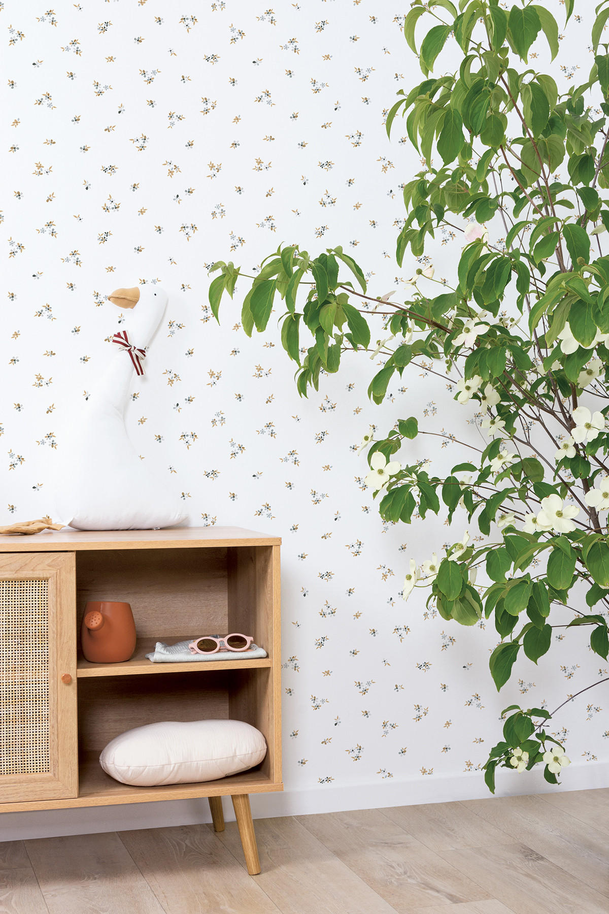 VLIESTAPETE Braylynn, kleine Blumen 50 cm x 10m, weiß - Weiß, Papier (50/1000cm) - Lilipinso
