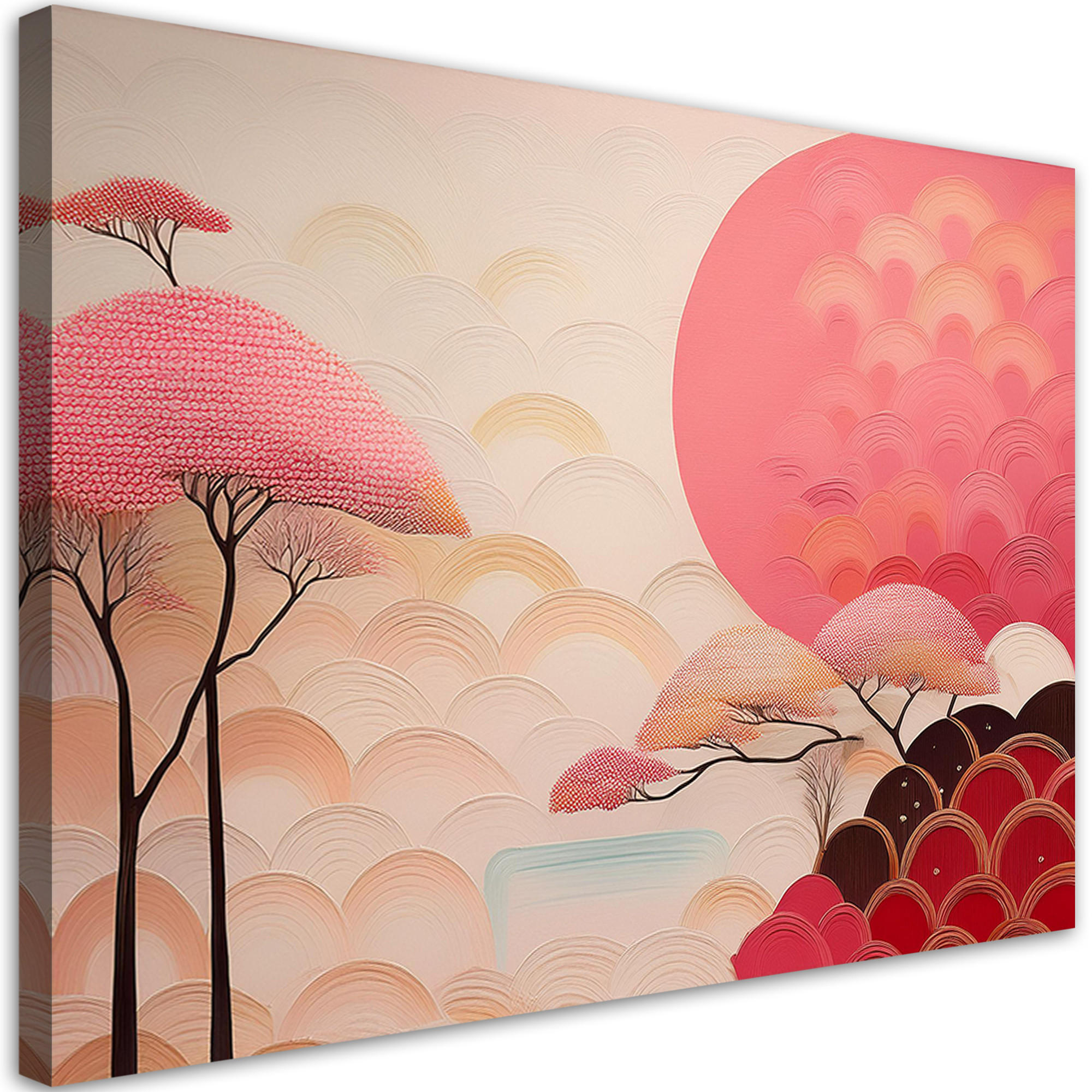 WANDBILD asiatische rosa landschaft - Pink, Textil (60/40cm) - Feeby
