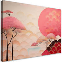 WANDBILD asiatische rosa landschaft - Pink, Textil (60/40cm) - Feeby