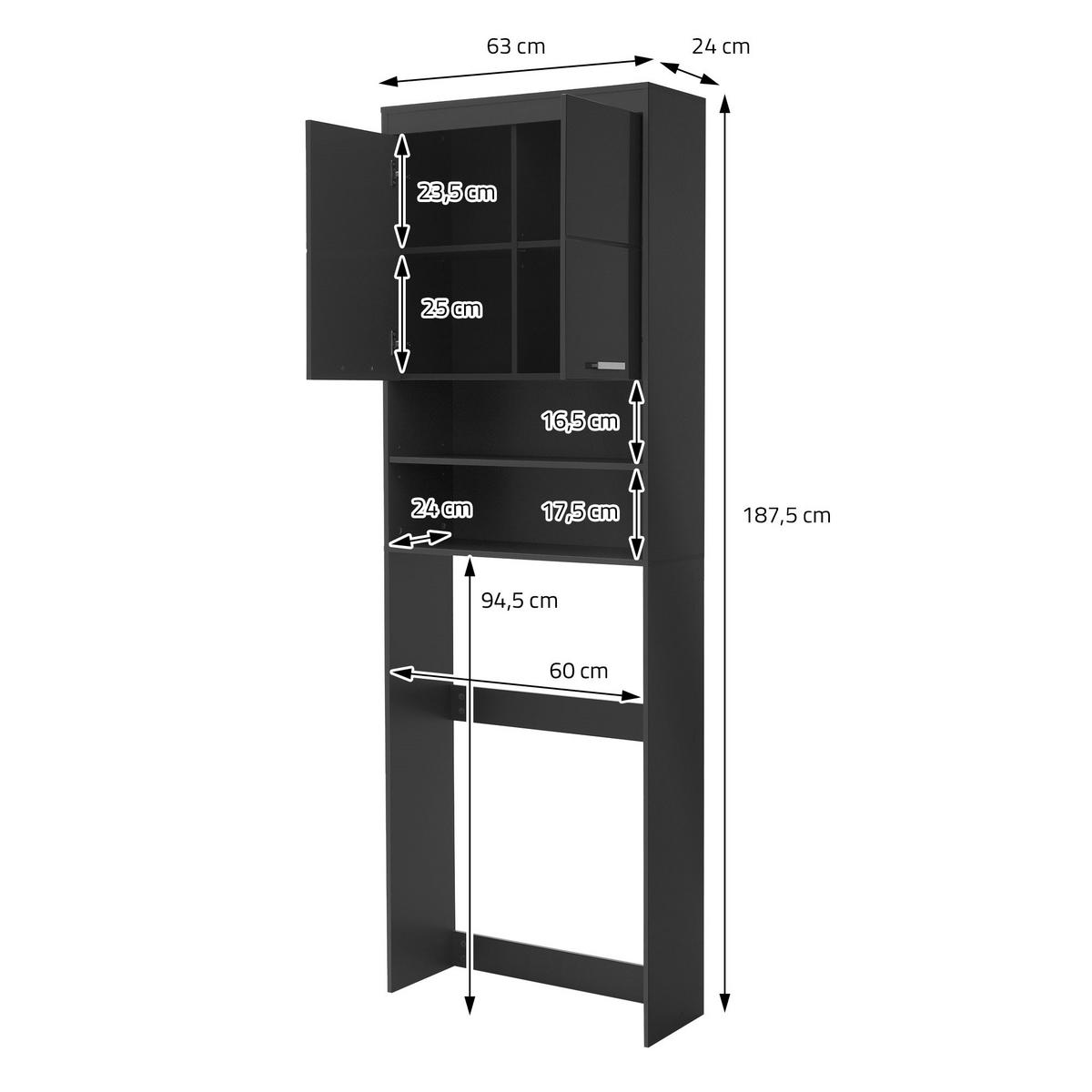 WASCHMASCHINENSCHRANK - Grau, Holzwerkstoff (25/190/63cm) - ML-DESIGN