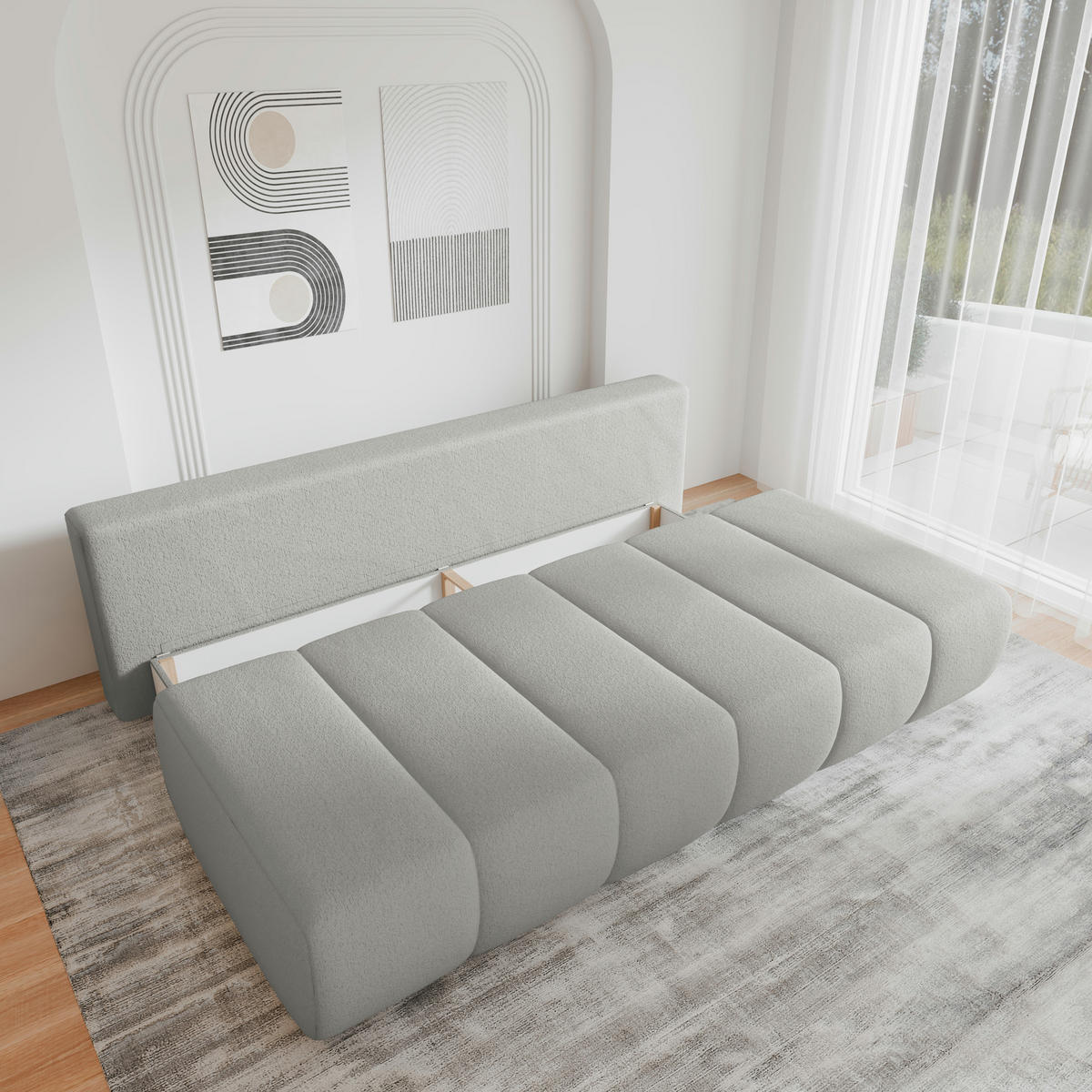 SCHLAFSOFA - Fluffy - Hellgrau (Anthology 15) - Hellgrau, Holz (210/88/104cm) - Möblo
