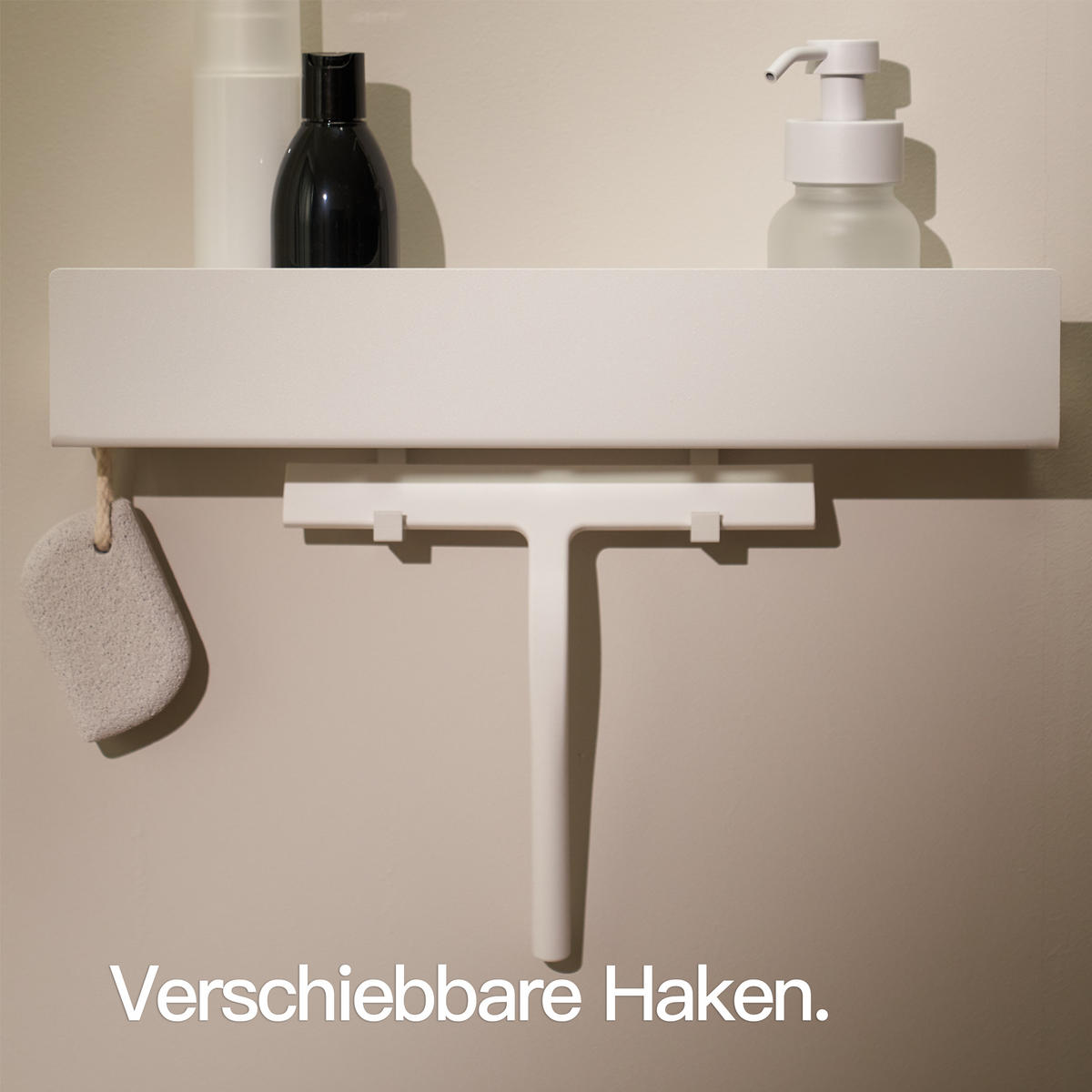 DUSCHABLAGE OHNE BOHREN Matt Weiß 42 cm - Weiß, Metall (42/8/9cm) - Designfabrik Hamburg