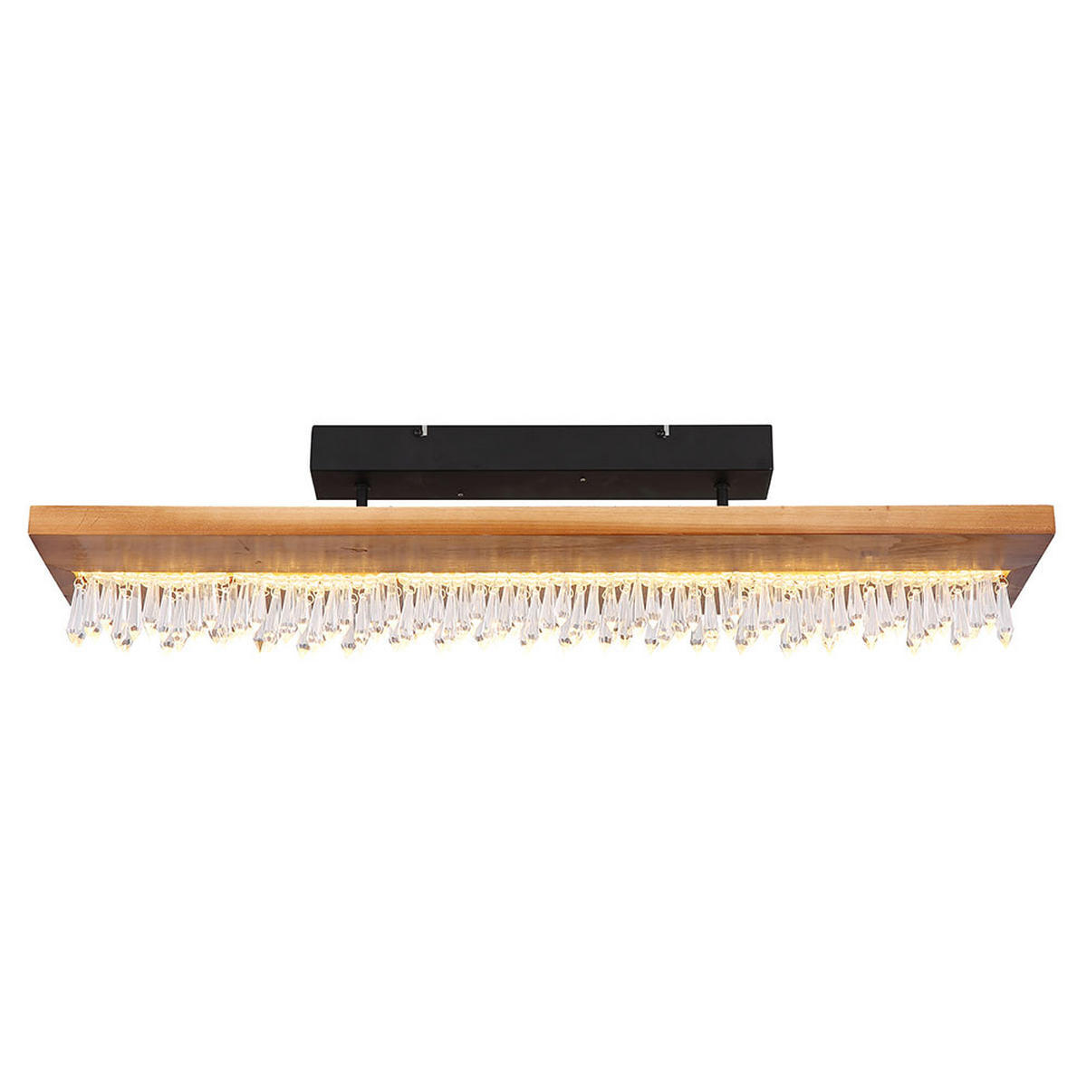 LED DECKENLEUCHTE Holz Braun Kristalldekor - Braun, Holz (80/20/19.5cm) - Globo Lighting