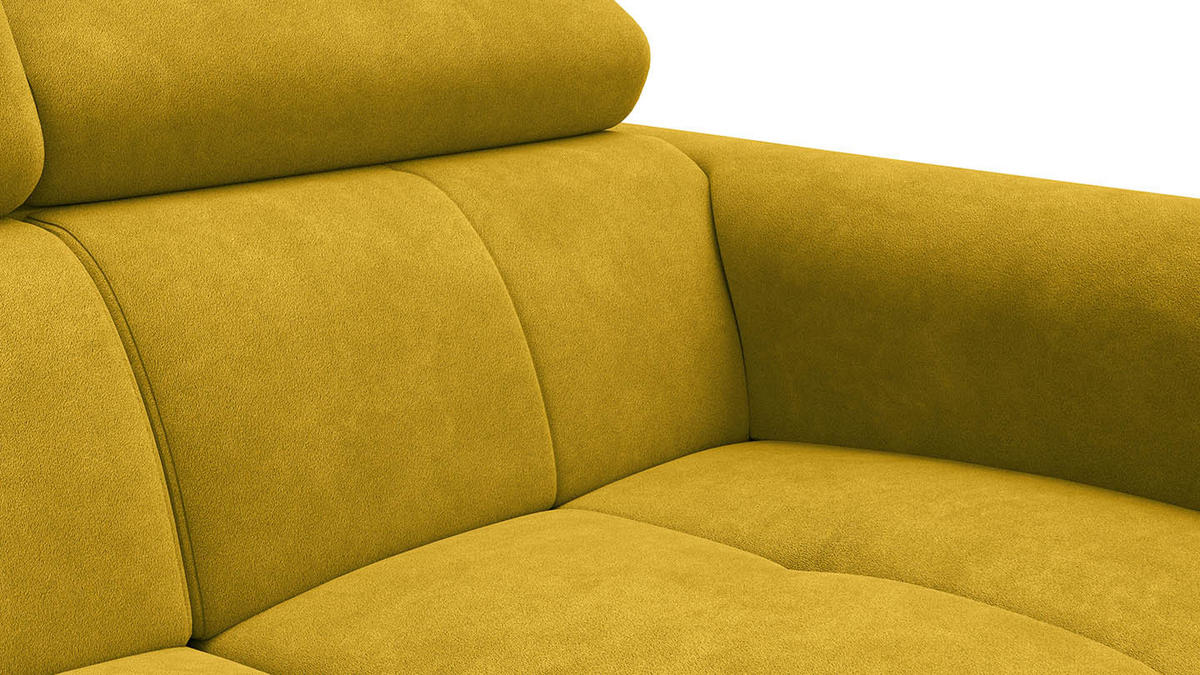 SOFA RODEN 2-Sitzer, dunkegelb, Veloursstoff - Gelb, Holz/Textil (152/82/103cm) - Wozimo