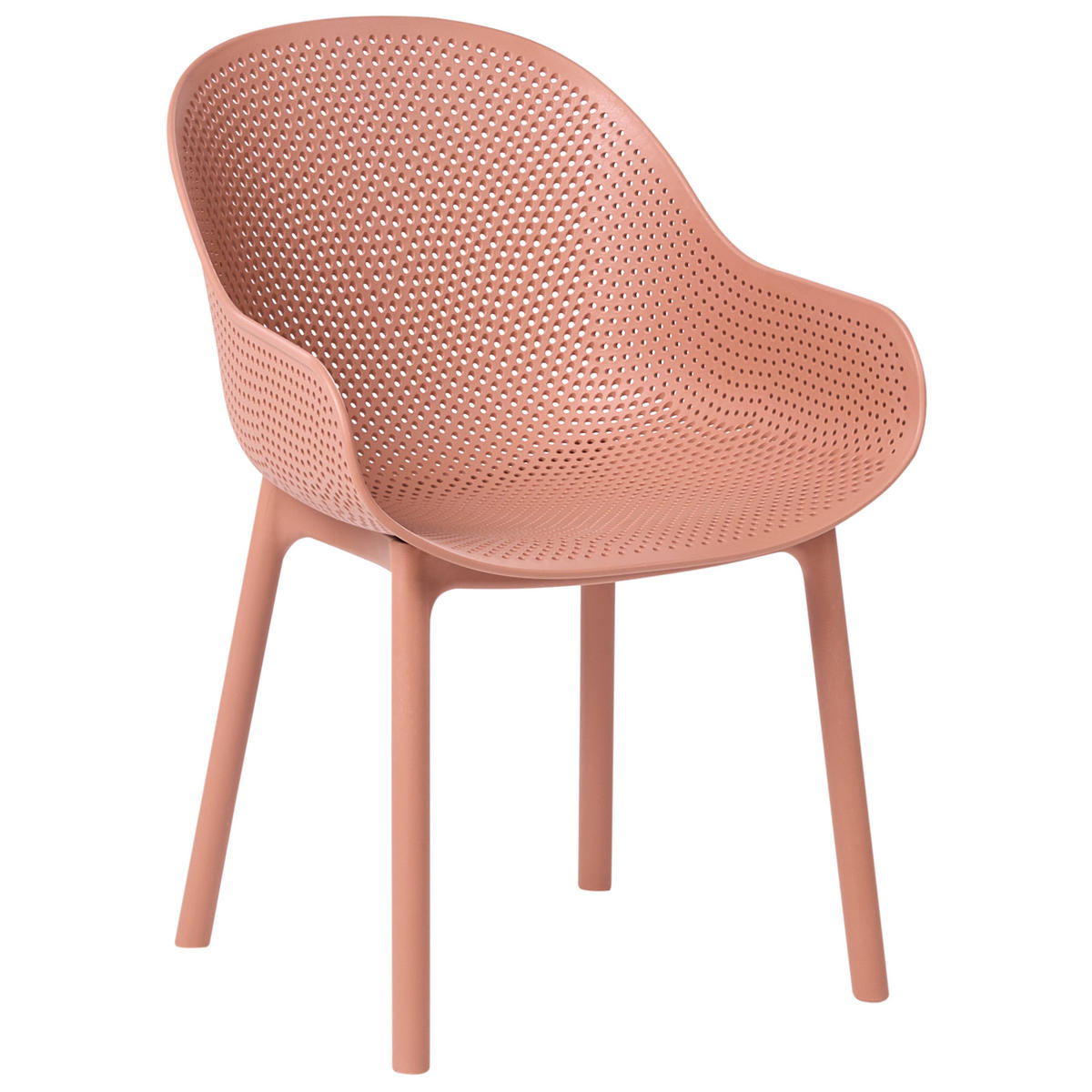 GARTENSTUHL 4er-Set Korallenrot Tiggiano - Koralle, Kunststoff (58/85/51cm) - Beliani