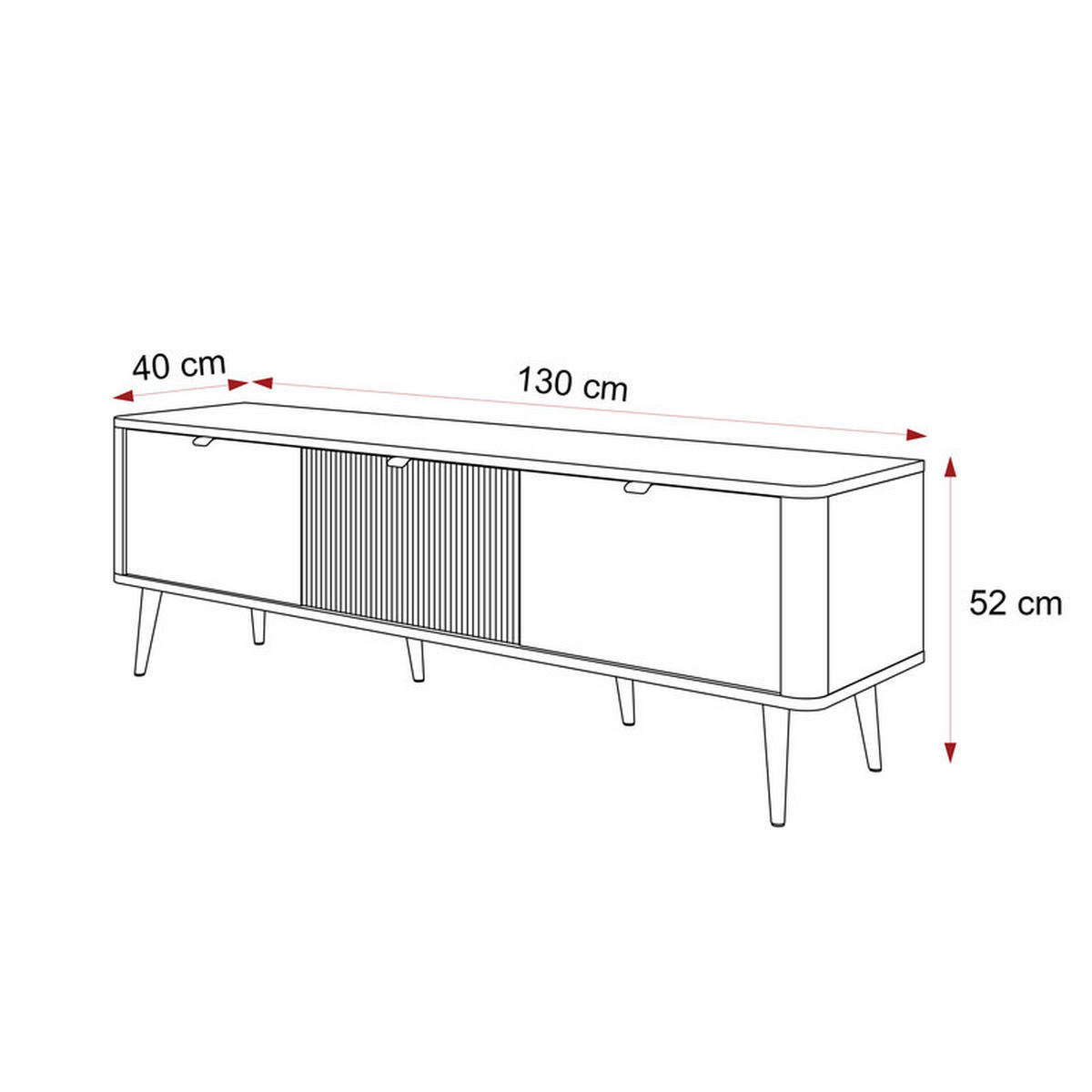 TV-LOWBOARD NAVANI stehend, 130 cm Kaschmir/Grau - Schwarz/Grau, Holzwerkstoff/Metall (130/52/40cm) - Idohome