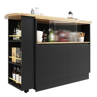 BARTISCH 360° Drehbar Sideboard Glastür Stauraum Schwarz - Schwarz, Holzwerkstoff (45/90/100cm) - FLIEKS