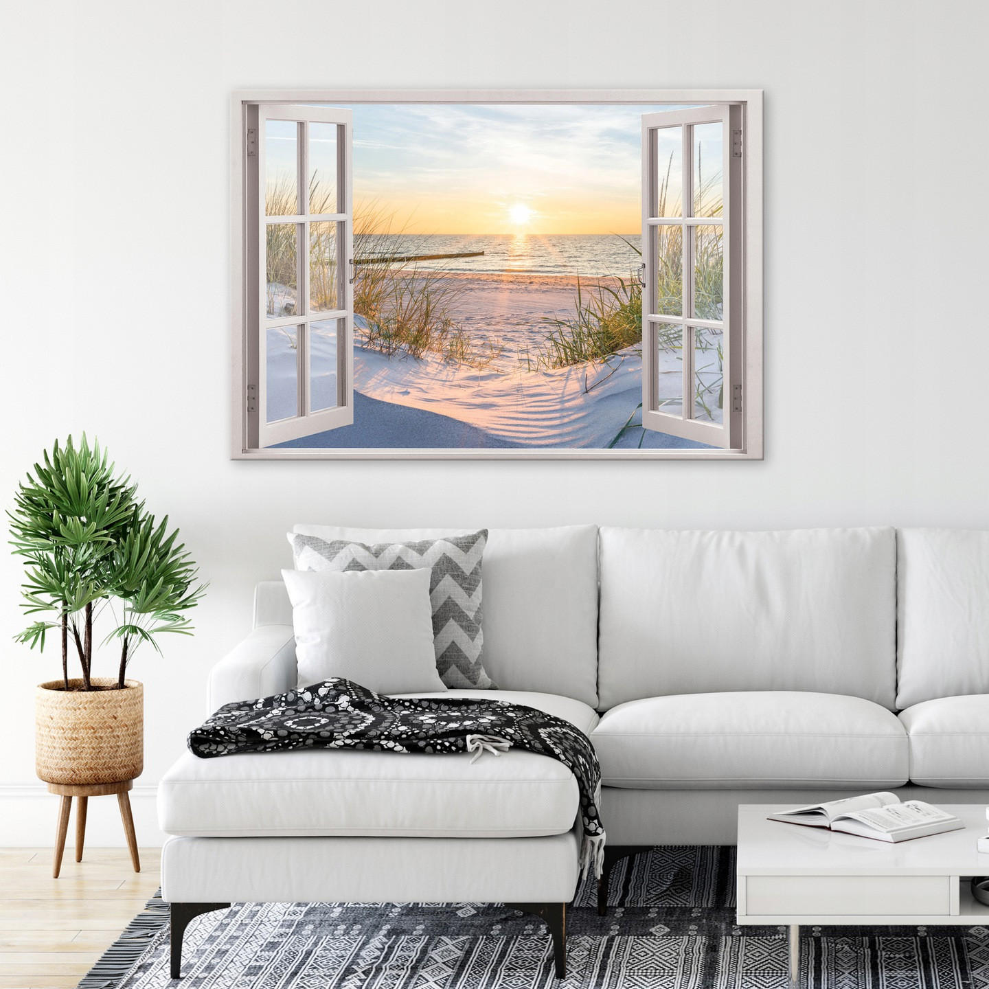 LEINWAND BILDER Strand Meer Wohnzimmer 80x60 - Multicolor, Holzwerkstoff (80/60cm) - Wallarena