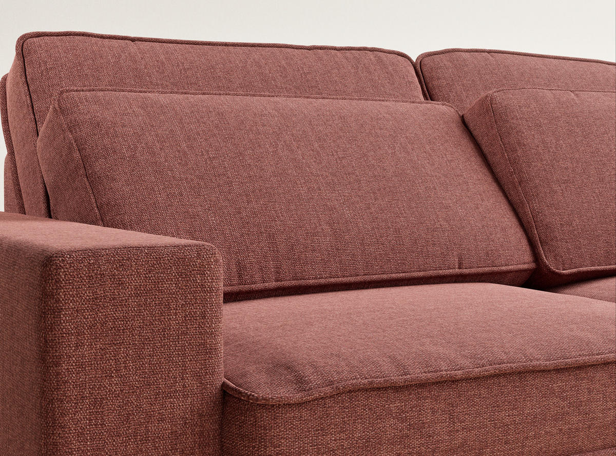 ECKSOFA Kirou Korallenfarbe Webstoff - Rechts Seite - Koralle/Schwarz, Holz/Holzwerkstoff (225/311cm) - Maison de Reve