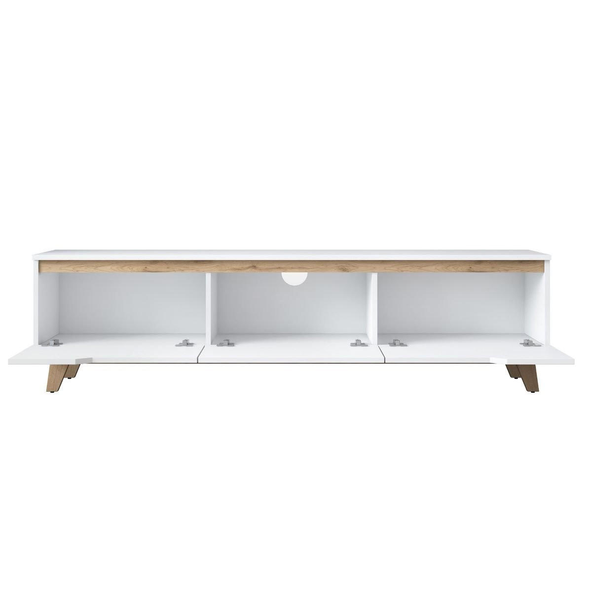 TV-MÖBEL mit 3 Türen weiß - L180 cm - Weiß, Holzwerkstoff (35/48.6/180cm) - Calicosy