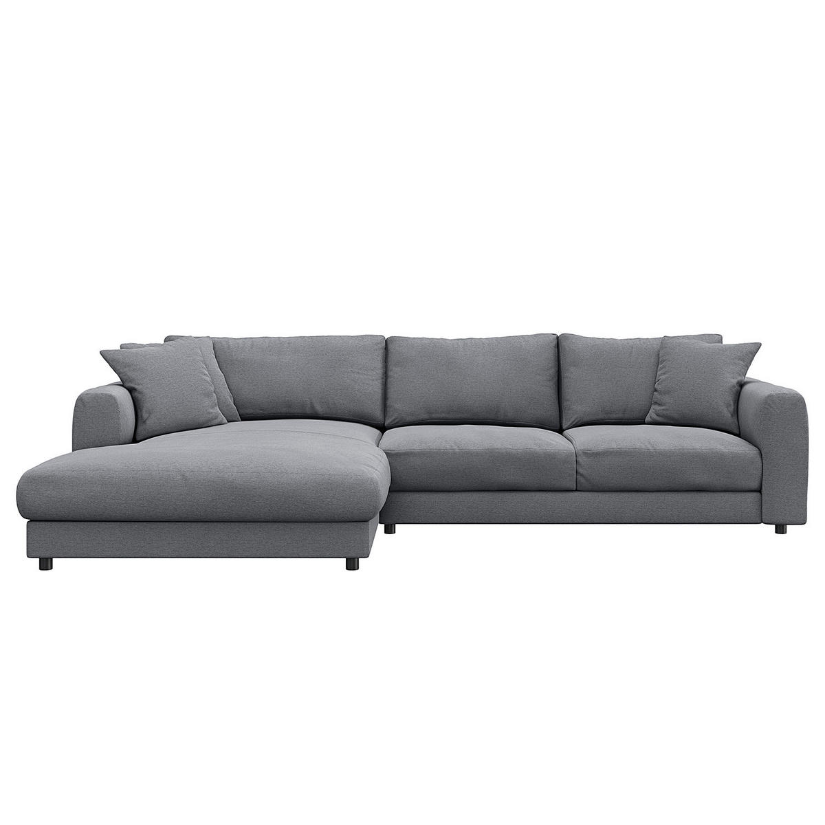 ECKSOFA mit Longchair - Schwarz/Grau, Holz/Kunststoff (286/183cm) - home24
