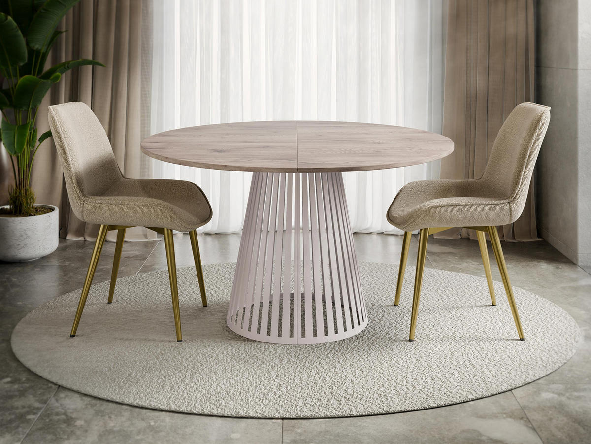 ESSTISCH ausziehbar Cone Cashmere 100 - Kaschmir/Eichefarben, Holzwerkstoff/Metall (100/100/76cm) - MIRJAN24