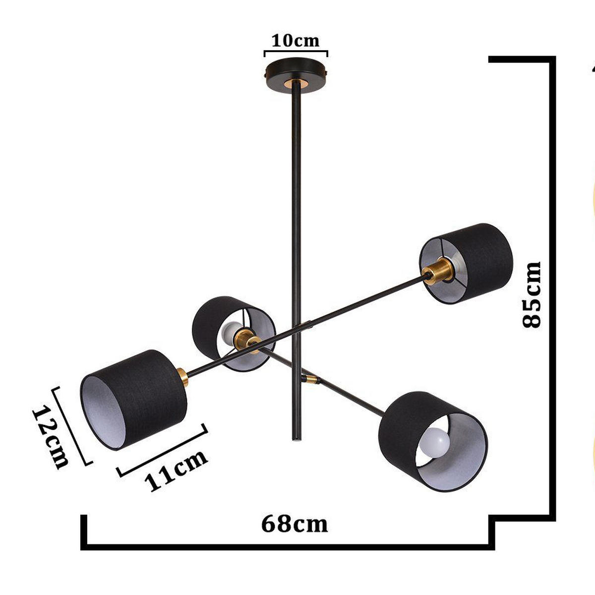 PENDELLEUCHTE Benedict 68/68/85 cm - Schwarz, Metall (68/68/85cm) - ZMH
