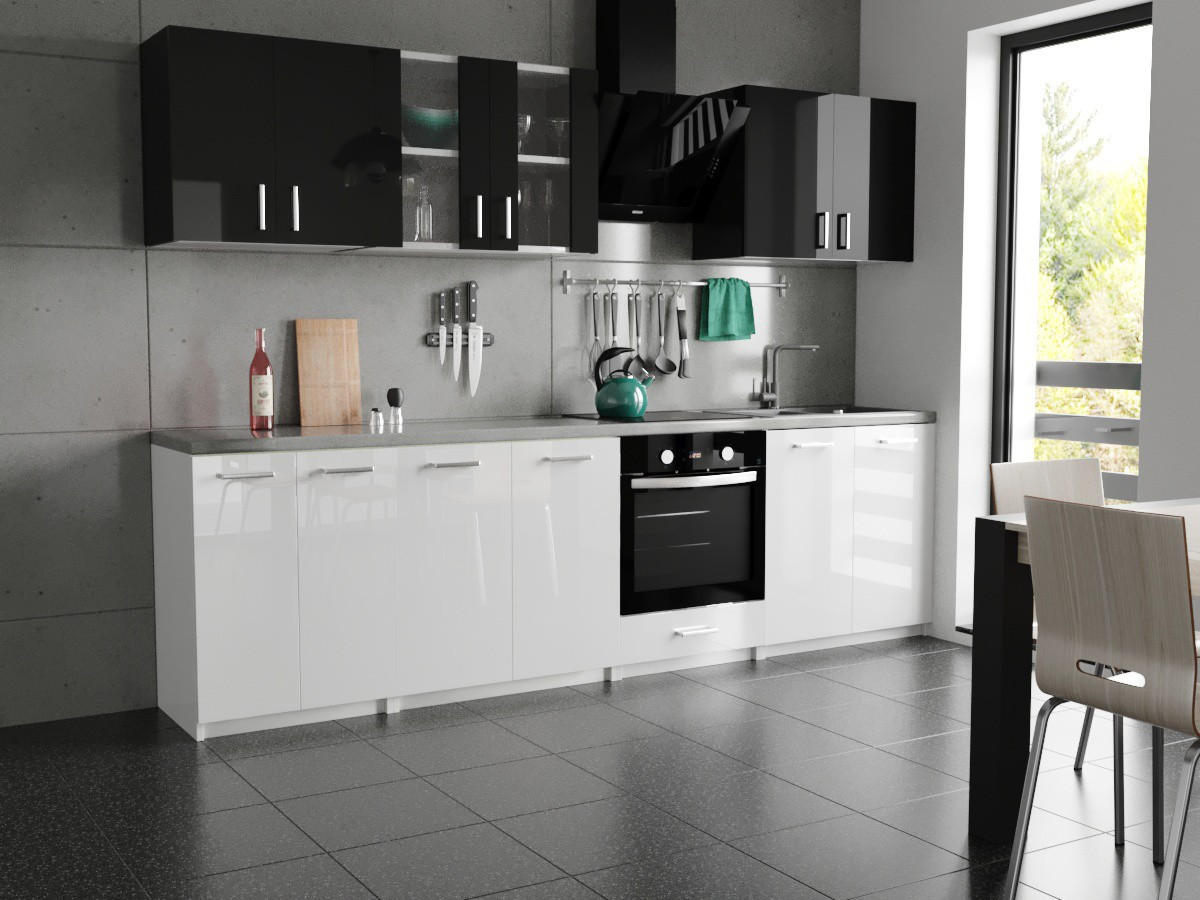 KÜCHENZEILE LECO 280 weiss glanz - Weiß Hochglanz, Holzwerkstoff (280/82/46cm) - roe furniture