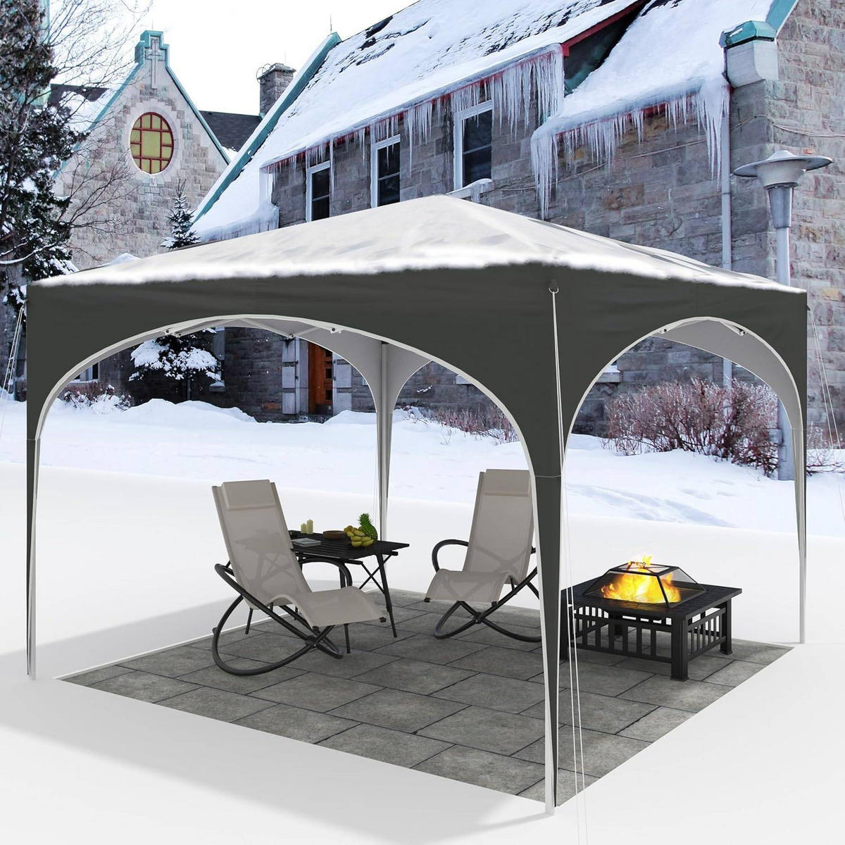 PAVILLON Faltbar wasserdichter Faltpavillon, aus Oxford Metallrahmen 3x3m - Grau, Metall (300/260/300cm) - Woltu