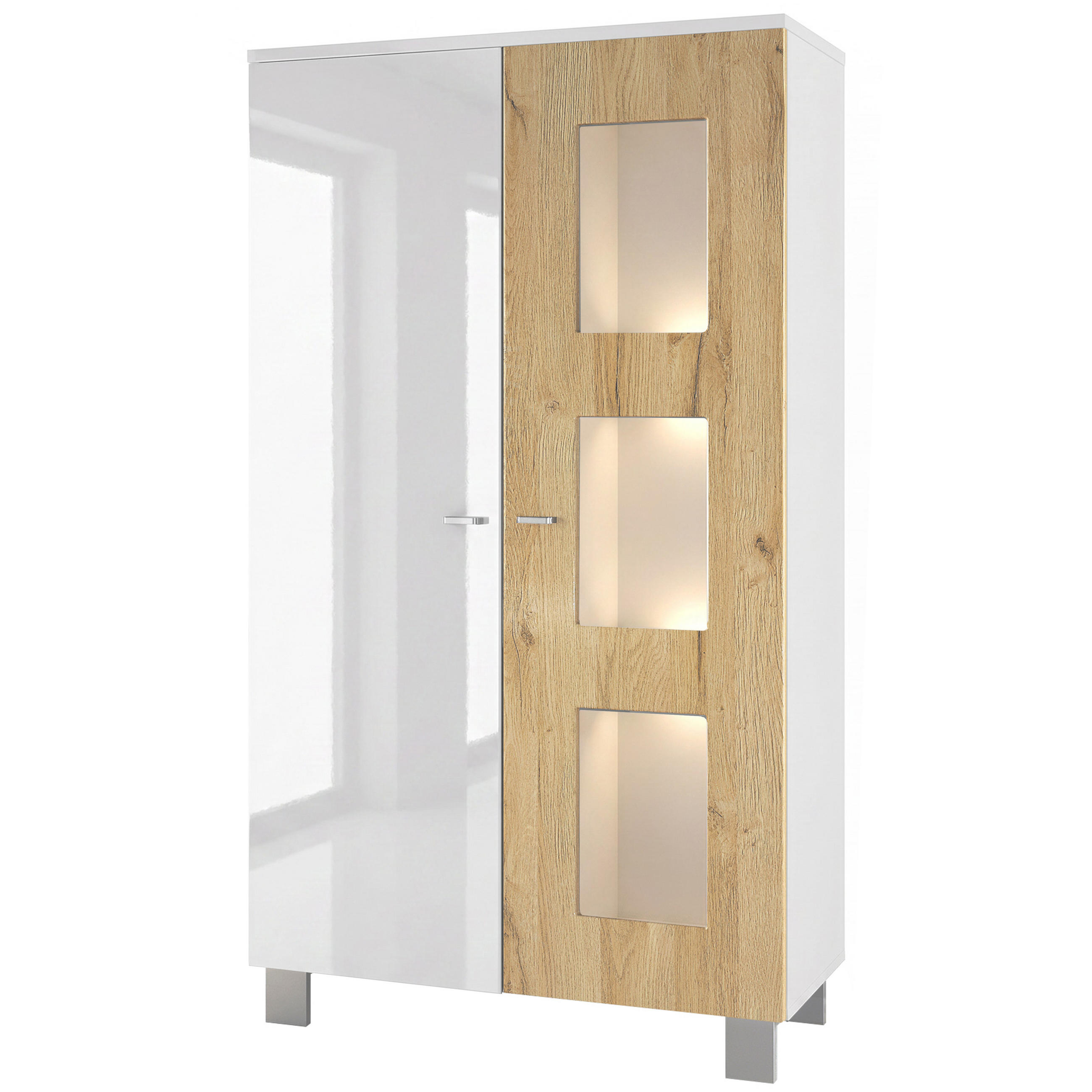 VITRINE Denjo Tür in Eiche Natur - Eichefarben, Holzwerkstoff (71/129/35cm) - Vladon
