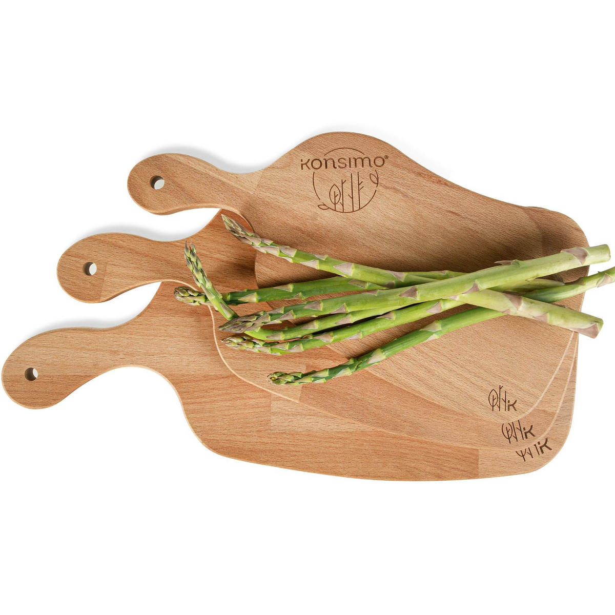 SCHNEIDEBRETT Holz Buche geölt LIVO 3-tlg - Buchefarben, Holz (21/49cm) - KONSIMO®