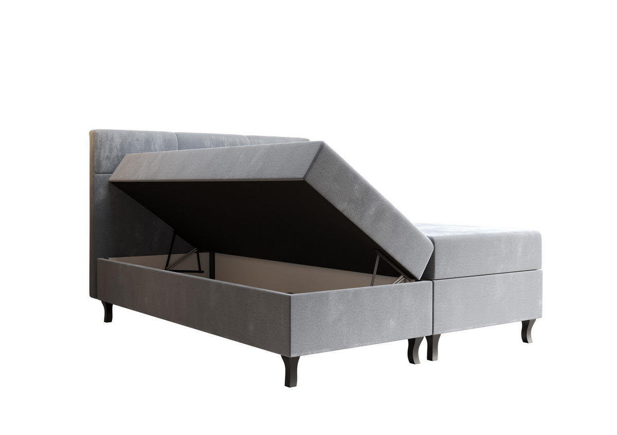 BOXBETT LIMBA mit Matratze H3 und Topper 180x200 Monolith 72 - Blau, Holz/Textil (180/200cm) - Bedante