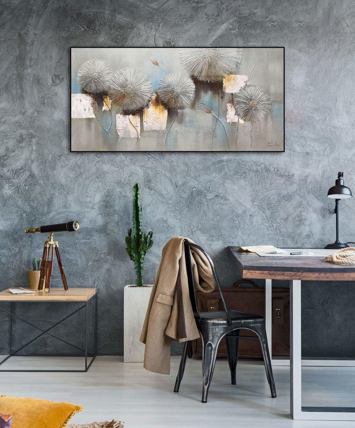 ÖLGEMÄLDE 120/60 cm - Weiß, Holz/Textil (1.86/60cm) - KUNSTLOFT