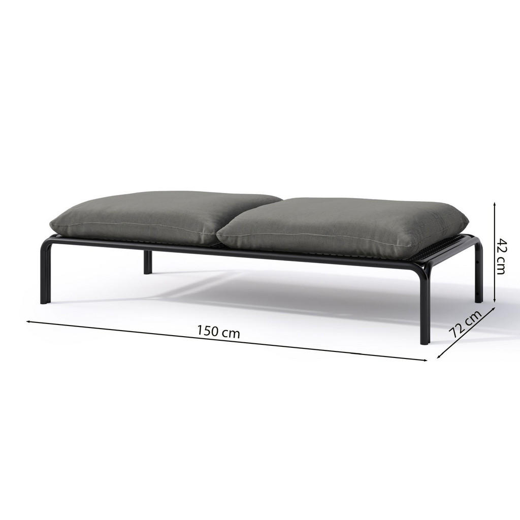 Thumbnail - Selsey Gartenhocker, Anthrazit, Textil, 2-Sitzer, Rechteckig, 150x42x72 cm, Gartenmöbel, Gartenstühle, Gartenhocker
