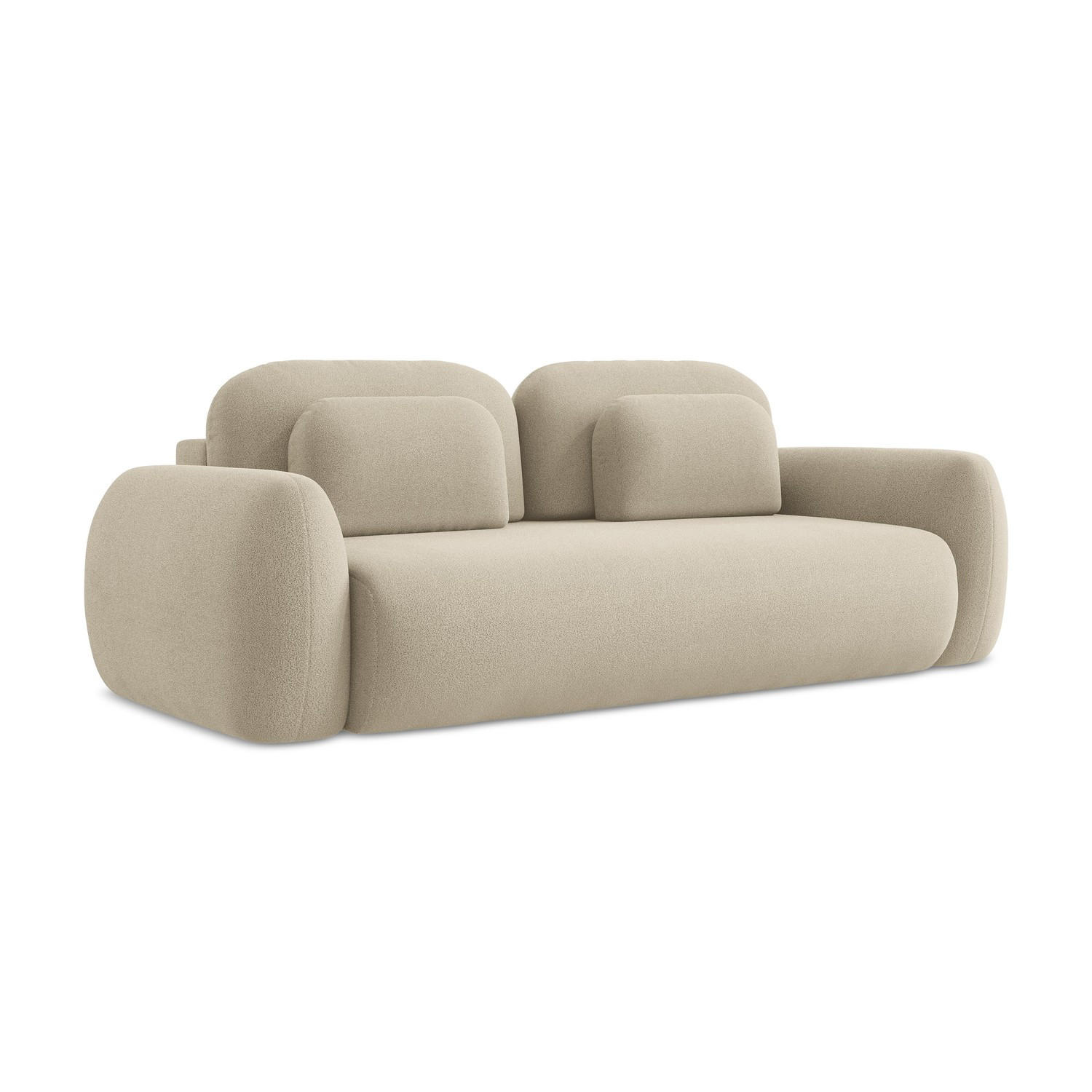 3-SITZER SOFA mit Schlaffunktion Bouclé Stoff Beige - Beige/Schwarz, Holzwerkstoff/Kunststoff (266/95/121cm) - LaMiaSofa