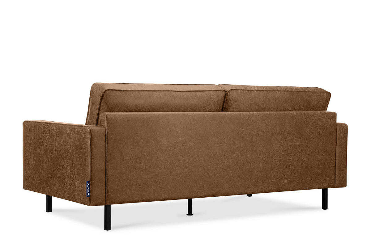 3-SITZER-SOFA INVIA Klassische-Stil mit Armlehnen, Lederoptik-Stoff, braun - Schwarz/Braun, Textil (209/87/98cm) - KONSIMO®