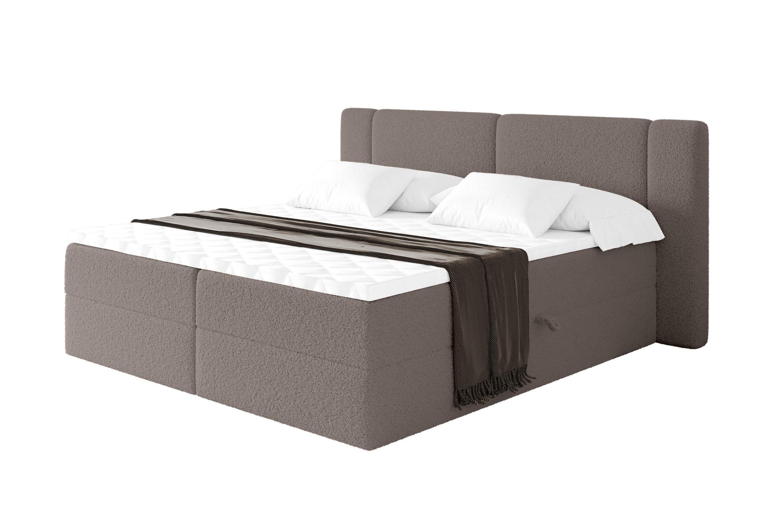 BOXBETT mit Matratze H4 - EVON - 140x200 cm Braun - Braun, Holzwerkstoff (140/200cm) - ALTDECOR